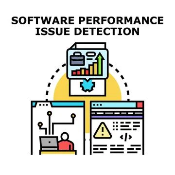 Software performance issue detection optimizing development process Stock Illustration
