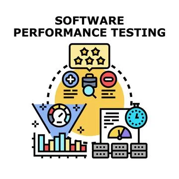 Software performance testing evaluating system speed and reliability 库存插图