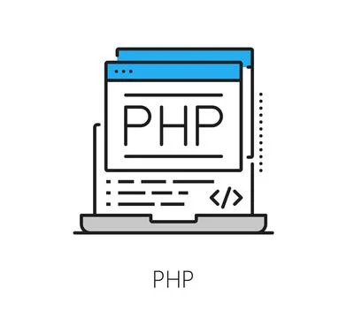 Software PHP program code line icon or sign Illustrazione stock