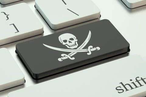 Software piracy concept, on the computer keyboard Stock Illustration