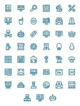 Software Pixel Optimized Vector Set with 45 128x128 Bold Line Icons 스톡 일러스트