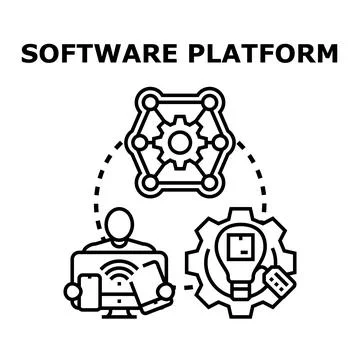 Software platform concept with user interaction and business development Stock Illustration