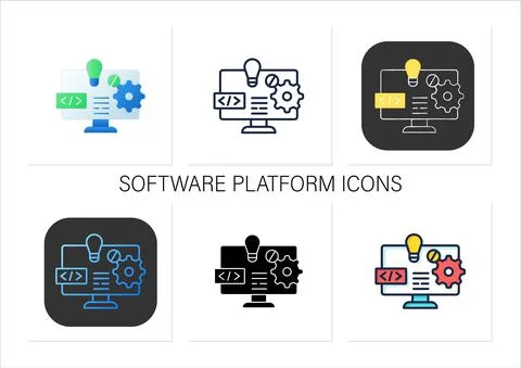 Software platform icons set Stock Illustration