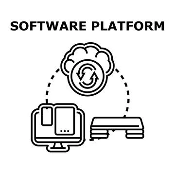 Software platform integrating cloud data and devices vector 스톡 일러스트