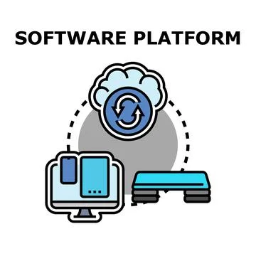 Software platform integrating cloud data and devices vector Stock Illustration