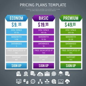 Software Pricing Plans Template Stock Illustration
