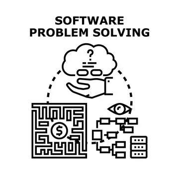 Software problem solving development strategy analyzing workflow 库存插图