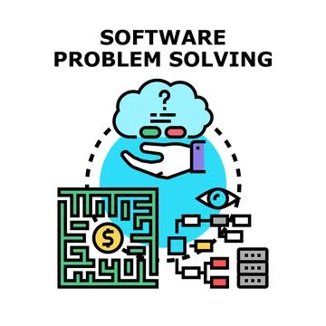 Software problem solving development strategy analyzing workflow 스톡 일러스트