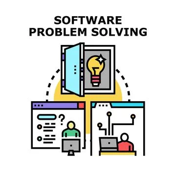 Software problem solving process with code and idea 스톡 일러스트