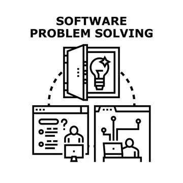 Software problem solving process with code and idea Stockillustratie