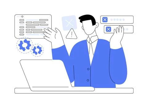 Software problems isolated cartoon vector illustrations. Stock Illustration