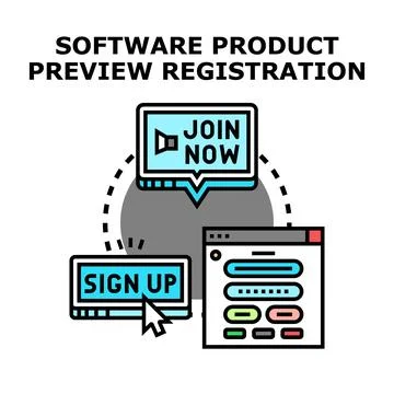 Software product preview registration process vector concept Stock Illustration