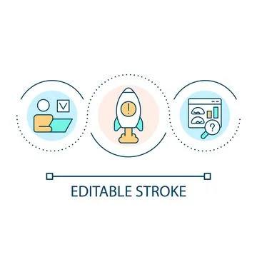 Software production testing loop concept icon Stock Illustration