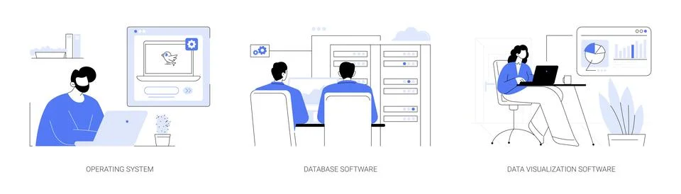 Software products abstract concept vector illustrations. Stock Illustration