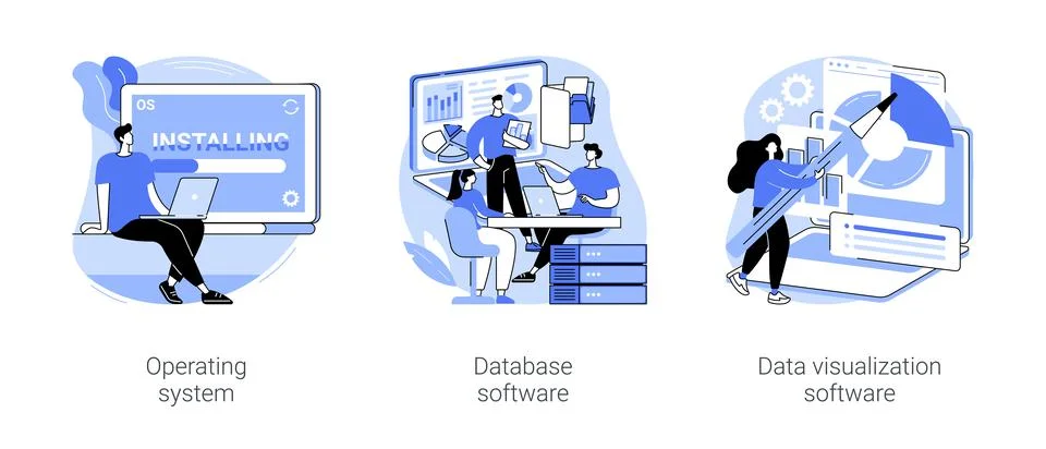 Software products isolated cartoon vector illustrations se 스톡 일러스트