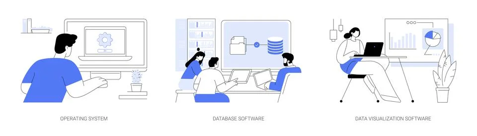 Software products isolated cartoon vector illustrations se Stock Illustration