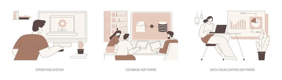 Software products isolated cartoon vector illustrations se Stock Illustration