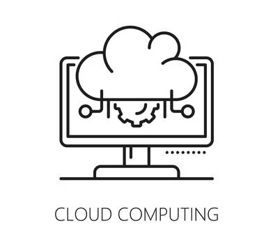 Software program code, cloud computing vector icon 库存插图