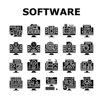 Software Program Development Icons Set Vector 스톡 일러스트