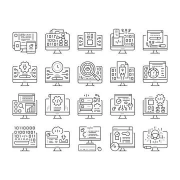 Software Program Development Icons Set Vector . Stock Illustration