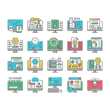 Software Program Development Icons Set Vector . Stock Illustration