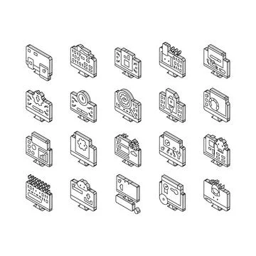 Software Program Development isometric icons set vector Stock Illustration