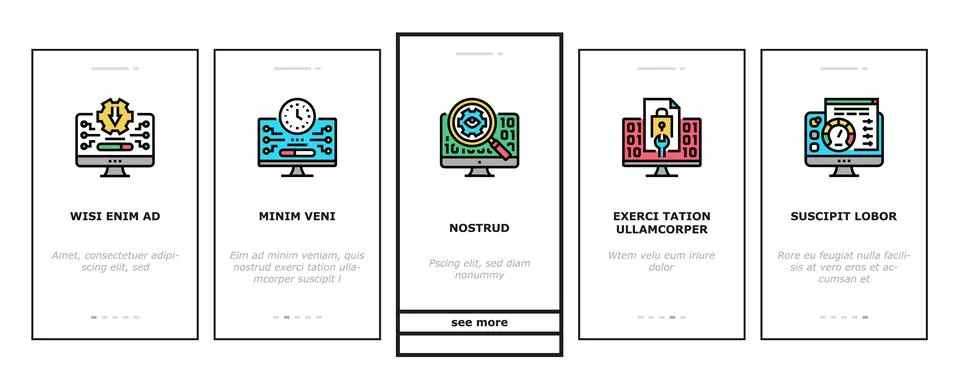 Software Program Development Onboarding Icons Set Vector Stock Illustration