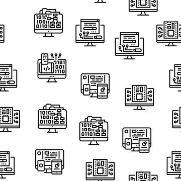 Software Program Development Vector Seamless Pattern Stockillustratie