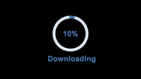 Software program downloading in a circle with per cents on the black screen of Stock Footage 97949786