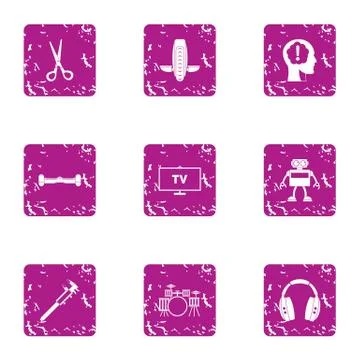 Software program icons set, grunge style Ilustración de archivo