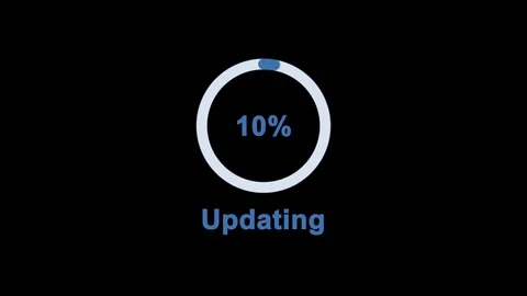 Software program updating in a circle with per cents on the black screen of the Stock Footage 97951661
