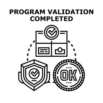 Software program validation completed successful development process Stock-Illustration