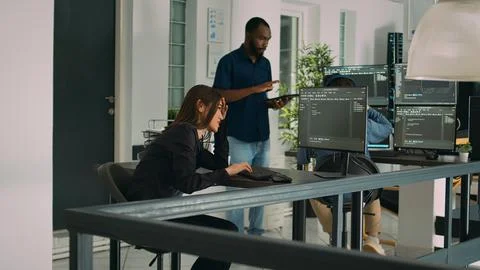 Software programer feeling stressed about writing code in front of computer 스톡 사진