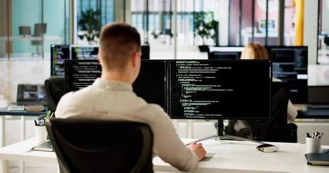 Software Programmer Or Coder Man Stockfoto's