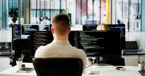 Software Programmer Or Coder Man Stockfoto's