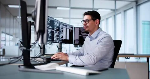 Software Programmer Or Coder Man Stock-Fotos