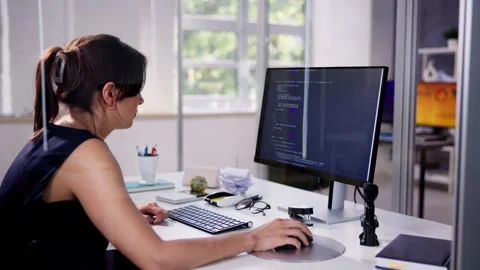 Software Programmer Or Coder Woman Stock Footage 252345664