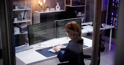Software Programmer Or Coder Woman Foto stock