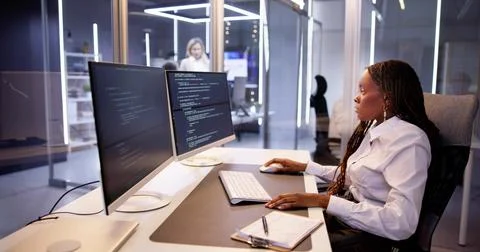 Software Programmer Or Coder Woman Foto stock