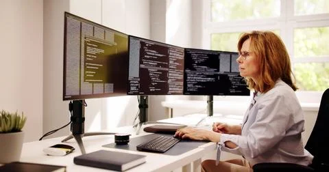 Software Programmer Or Coder Woman Foto stock