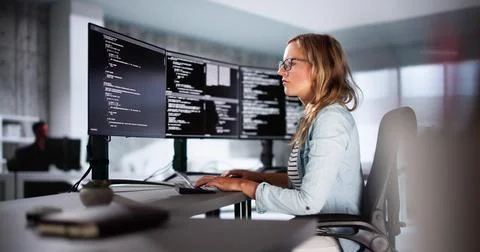 Software Programmer Or Coder Woman Stock Photos
