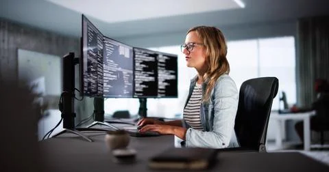 Software Programmer Or Coder Woman Stock Photos