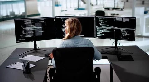 Software Programmer Or Coder Woman Stock Photos