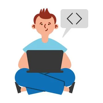 Software programmer work with laptop Stockillustratie