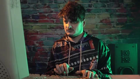 Software Programmer Working on Vintage Computer From 1990's, Typing on Stock Footage 301282551