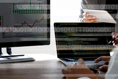 Software  Programming code abstract technology background Developer programmi Stock Photos