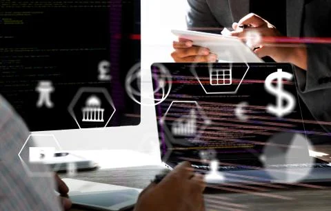 Software  Programming code abstract technology background Developer programmi Stock Photos