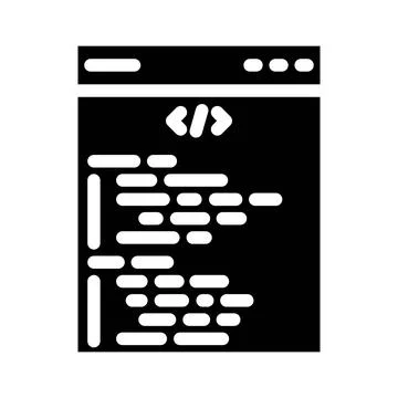Software programming code glyph icon vector illustration Stock Illustration