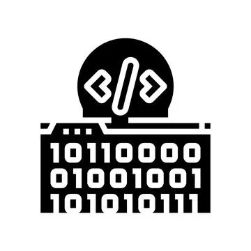 Software programming code glyph icon vector illustration Illustrazione stock