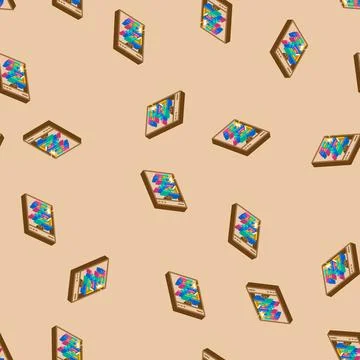 Software programming code isometric icon seamless pattern Stock Illustration